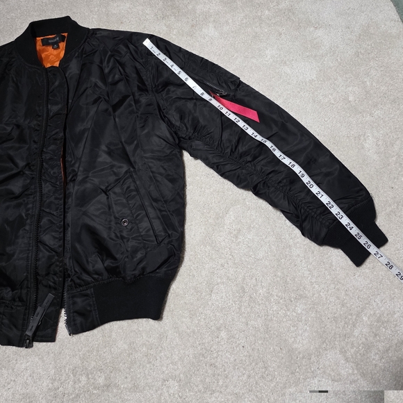 Ring of Fire Black Bomber Jacket with Orange Lining - Picture 4 of 6